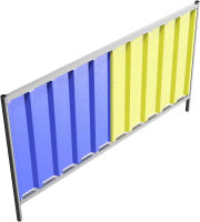 Mobilní oplocení TRAPEZ, plný panel, 220x120 cm, modro-žlutý