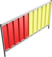 Mobilní oplocení TRAPEZ, plný panel, 220x120 cm, červeno-žlutý