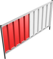 Mobilní oplocení TRAPEZ, plný panel, 220x120 cm, červeno-bílý