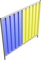 Mobilní oplocení TRAPEZ, plný panel, 220x200 cm, modro-žlutý