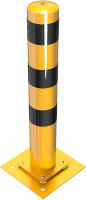 Sloupek s gumovým blokem 152 mm, v. 100 cm, na patku, žluto-černý