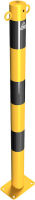 Ocelový sloupek pr. 60 mm, na patku, v. 90 cm, žluto-černý
