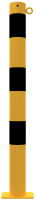 Ocelový sloupek pr. 76 mm, v. 140 cm, na patku, žluto-černý