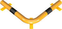 Ochranný rohový nájezdový rám na patky, 70x70x8 cm, pr. 76 mm, žluto-černý