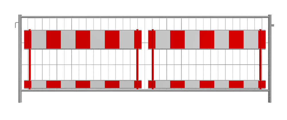 (obrázek pro) Stavební oplocení 350x120 cm, s výstražným polepem RA2/B, bílo - červený