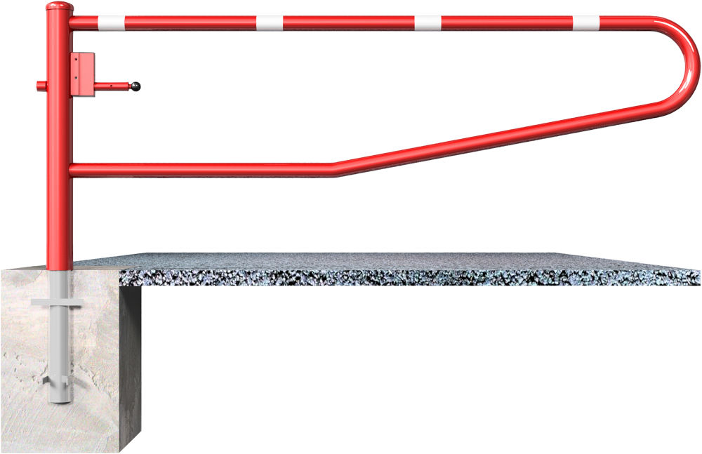 (obrázek pro) Otočná závora P 150 cm, do betonu, trojhr. klíč, v. 95 cm, lak - Kliknutím na obrázek zavřete