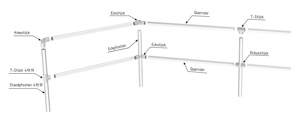 (obrázek pro) Rohový sloupek montovatelného zábradlí, délka 150 cm