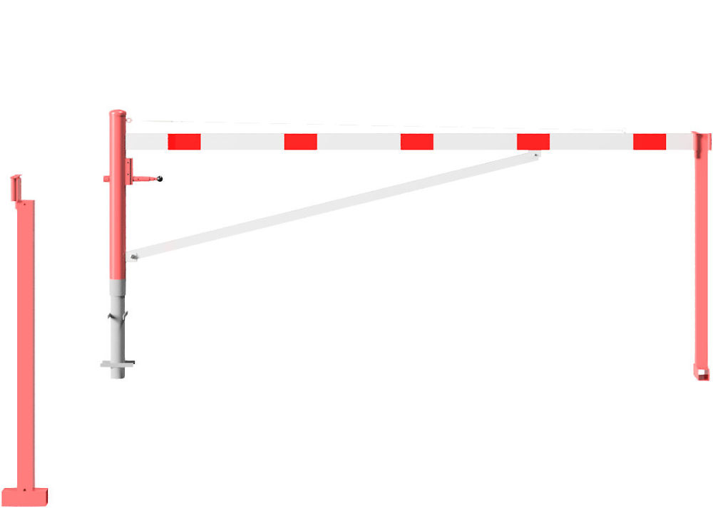 (obrázek pro) Otočná závora s ALU ramenem, v. 95 cm, d. 3,5 m, visací zámek, lak