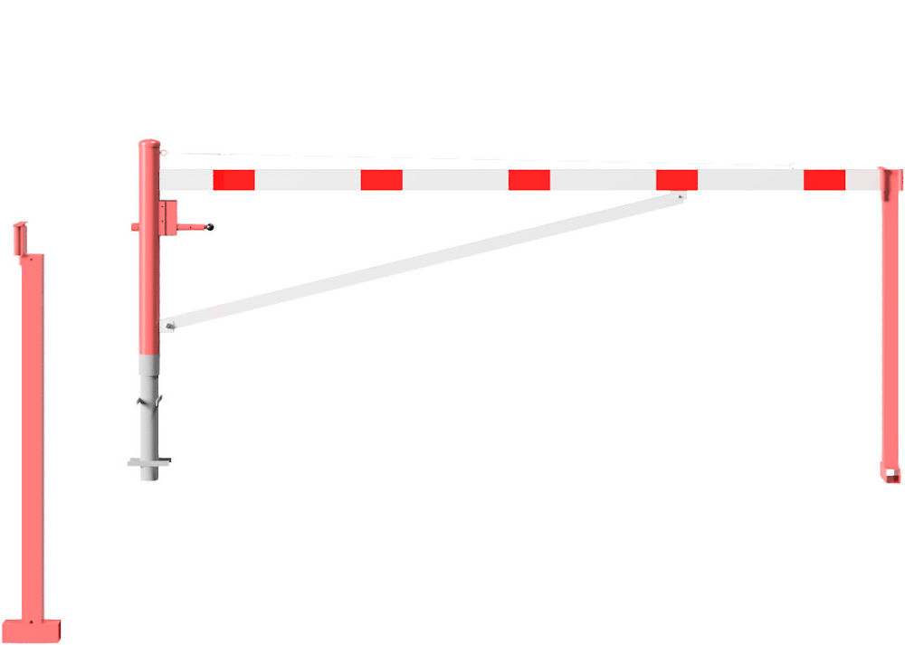 (obrázek pro) Otočná závora s ALU ramenem, v. 95 cm, d. 3,5 m, cyl. zámek, lak