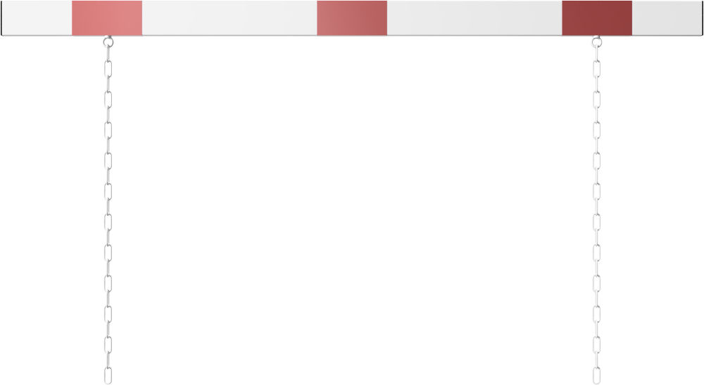 (obrázek pro) Závěsná výšková zábrana vjezdu, 200 cm, oboustranná, červeno-bílá