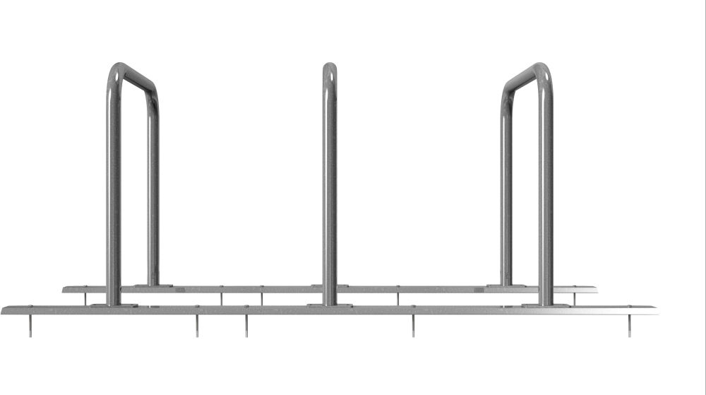 (obrázek pro) Řadový stojan pr. 48 mm na 3 kola, 210x80x80 cm, zinek