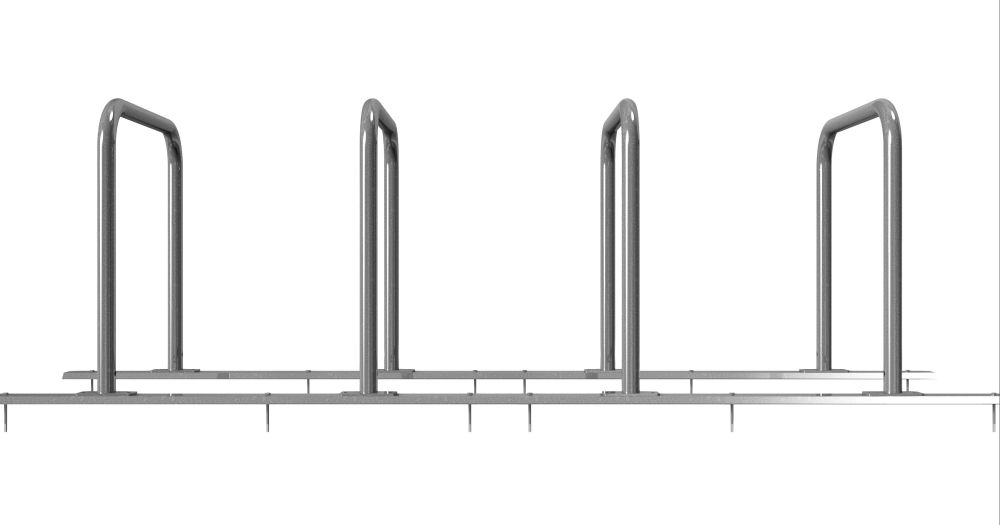 (obrázek pro) Řadový stojan pr. 48 mm na 4 kola, 280x80x80 cm, zinek