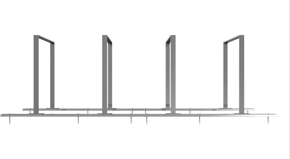 (obrázek pro) Řadový stojan 50x12 mm na 4 kola, 280x80x80 cm, zinek