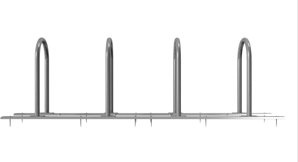 (obrázek pro) Řadový stojan pr. 48 mm na 4 kola, 280x48x80 cm, zinek