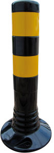 Elastický sloupek pr. 80 mm, v. 45 cm, černý, 2x reflexní pásek žlutý