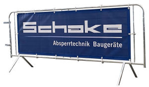 (obrázek pro) Panel mobilního zábradlí B s banerem 250x110 cm, 17 příček, pozink