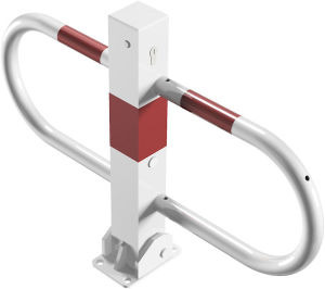 Sklopná parkovací zábranana cyl. klíč, 80x50 cm, na patku, bílo-červená